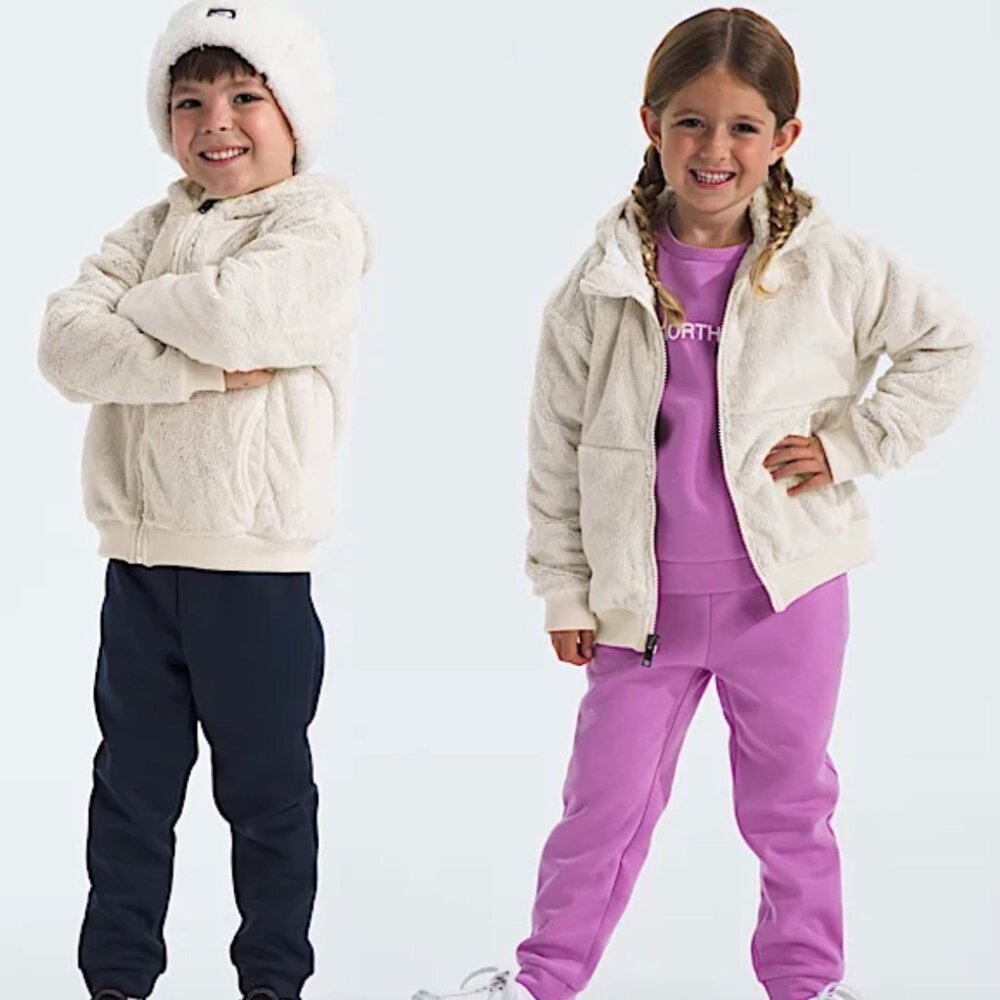 The North Face Kids Osito Full Zip Hoodie in White Dune Size 6 NWT